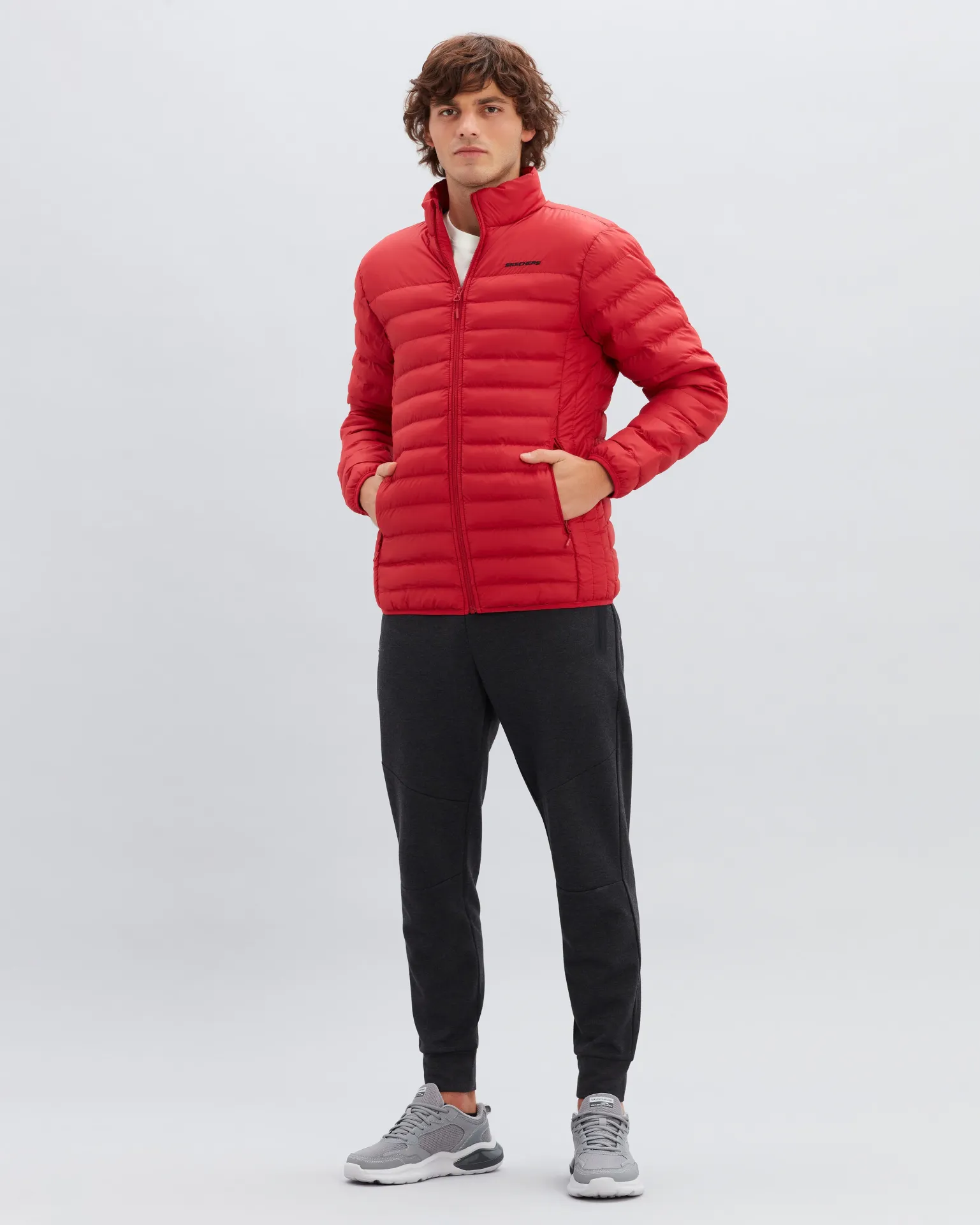 Skechers Essential Turtle Neck Jacket Erkek Mont - Kırmızı