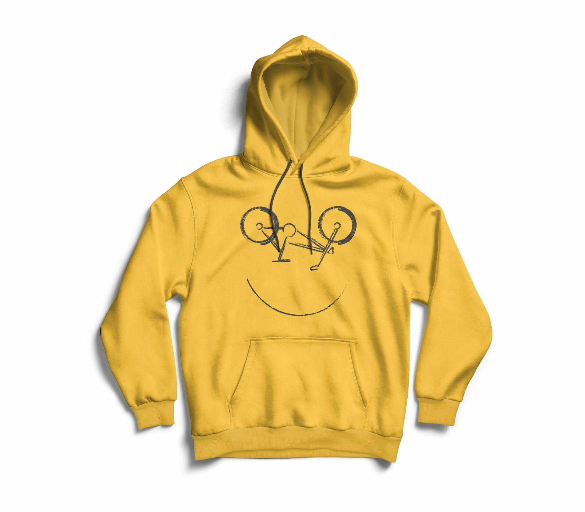 Bisiklet Desenli Özel Tasarım Kapşonlu - Sarı