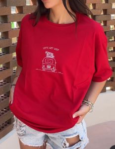 Serra Cavcav Free Spirit Oversize T-Shirt - Kırmızı