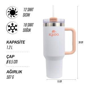 IGLOO Stadler Thermo-Mug 1.2 Litre Termos - Beyaz Somon
