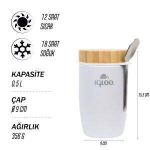IGLOO Bamboo Yemek Termosu 500ml - Beyaz