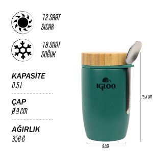 IGLOO Bamboo Yemek Termosu 500ml - Yeşil