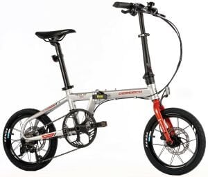 Geotech Fold Up 16D 16 Jant 9 Vites HD Katlanır Bisiklet - Gümüş Kırmızı