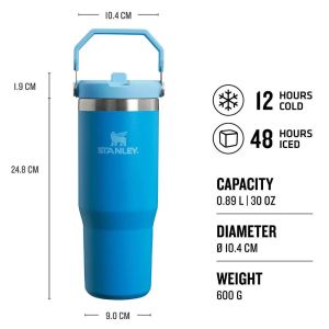 Stanley The IceFlow Flip Straw Pipetli Termos Bardak 0,89 LT - Açık Mavi